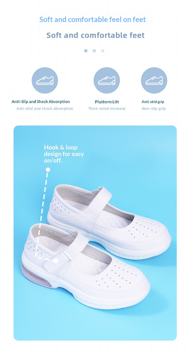ShoeGlobe Cushion Nurse Shoes für Damen, weiche Sohle, atmungsaktiv, bequem, rutschfest, geruchshemmend, flach, mit Höhenvergrößerung_voghion.com