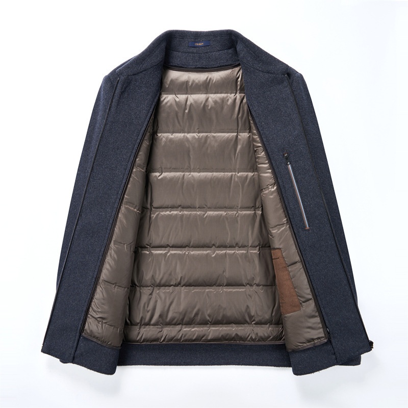 boy Boy Boy Double-Sided Wool For Men, Autumn And Winter Woolen Coat With Detachable Down Liner, Dad's Outfit, Middle-Aged Casual_voghion.com