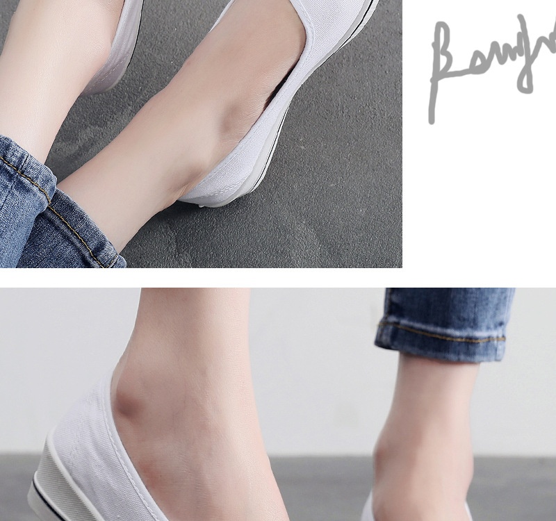 ShoeGlobe Nurse Shoes For Women, Wedge Soft Sole Non-Slip White Hospital Work Single Dance Black Cloth Shoes, Shallow Mouth_voghion.com