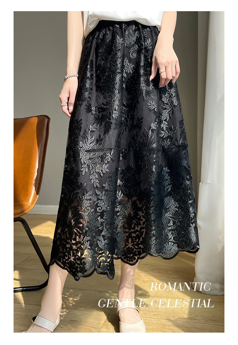 ChicShe Heavy Embroidery National Style A-Line For Women High Waist European Goods High-End French Elegant Covering Hips Lace_voghion.com