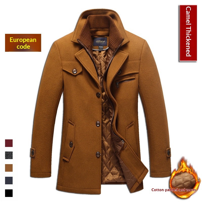Manteau d'hiver en laine européenne pour garçon, veste à double col, vente en gros transfrontalière, vêtements pour hommes grandes tailles_voghion.com