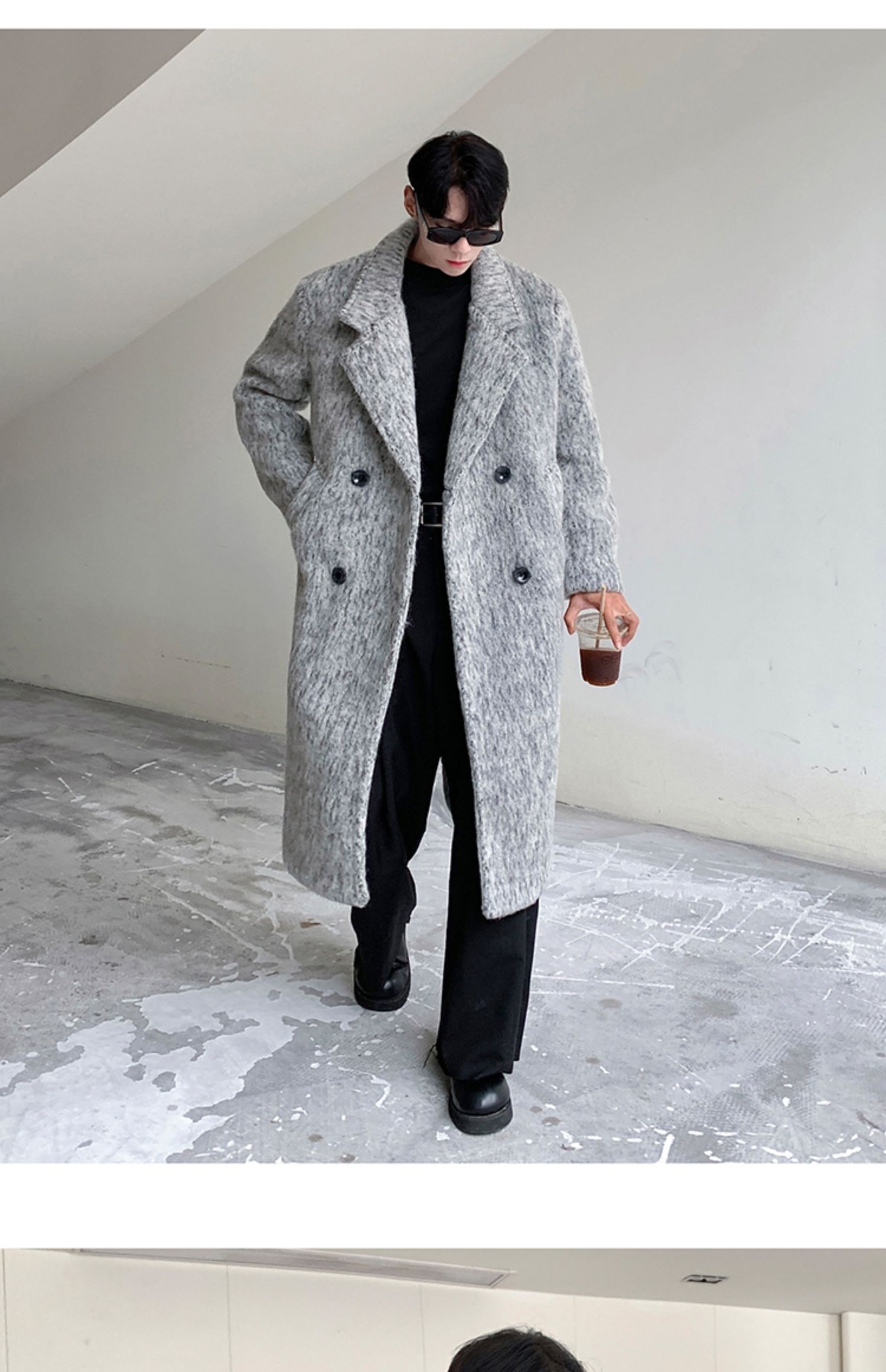 boy Boy Boy Cleanfit Mohair Wool For Men, Autumn And Winter Thickened Korean Style High-End Chic Mid-Length Trench Coat_voghion.com