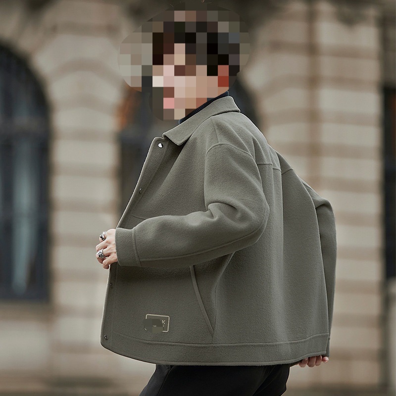 boy Boy Boy Cross-Border Winter Coat Men's Double-Sided Cashmere-Free Short Lapel Casual Woolen Jacket_voghion.com