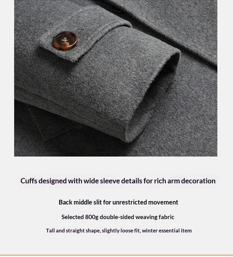 boy Boy Boy Autumn Winter New Men's Wool Coat With Cotton Padding, Thickened Trench Coat, Double-Breasted Long Fashionable Woolen_voghion.com