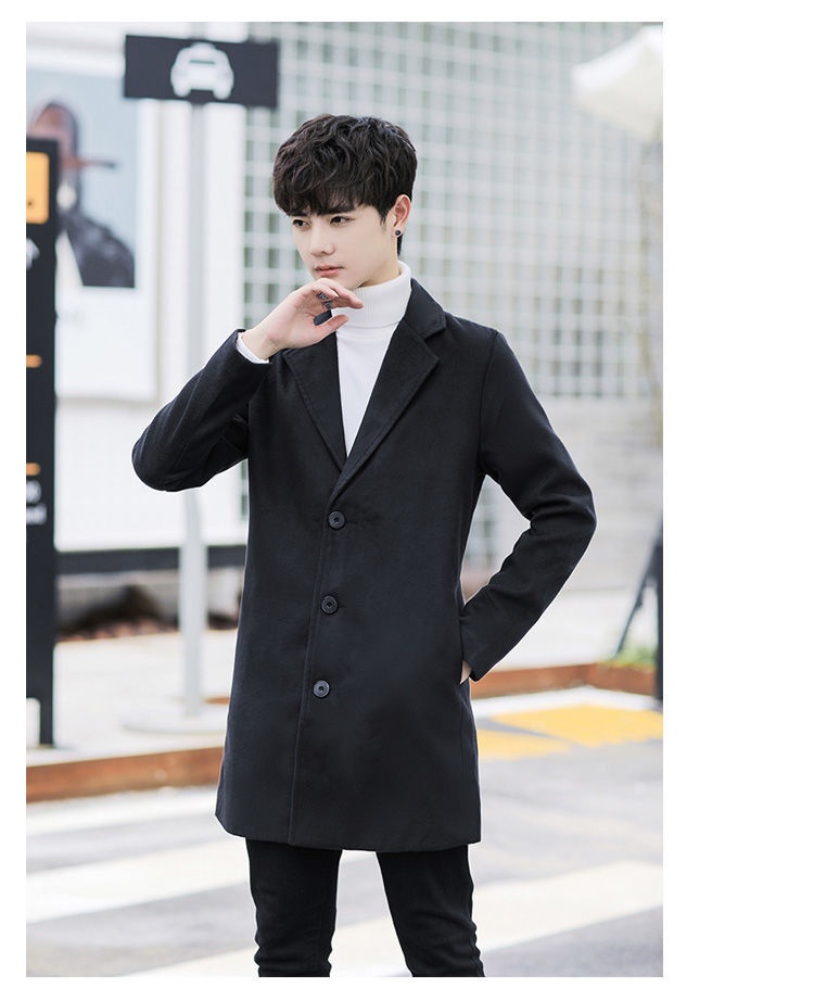 boy Boy Boy Clearance Trench Autumn Winter Overcoat Mid-Length Youth Men's Woolen Coat_voghion.com