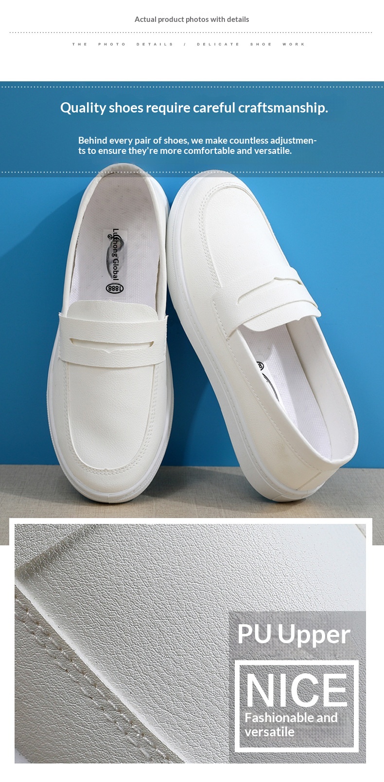 ShoeGlobe Damen-Pflegeschuhe für Frühling/Sommer mit weicher Sohle, bequem, rutschfest, flach, weiß._voghion.com