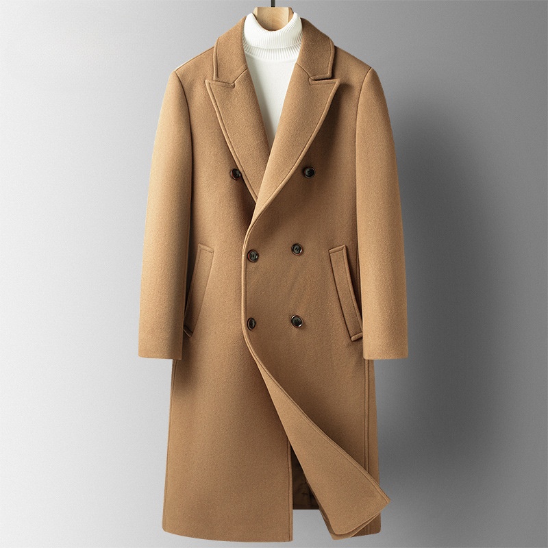 boy Boy Boy Cross-Border Autumn Winter New Double-Breasted Over-the-Knee Long Men's Thickened Wool Trench Coat Woolen Jacket_voghion.com