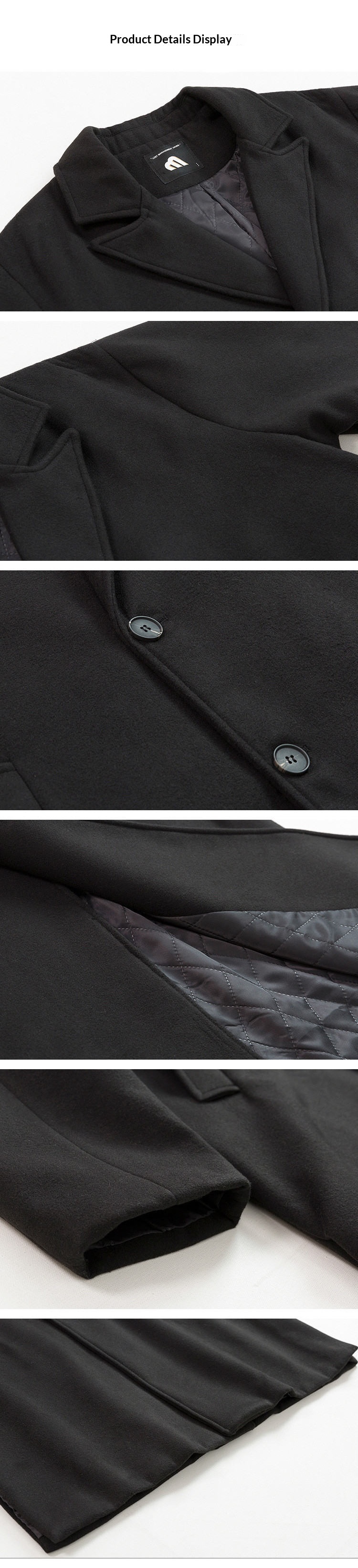 boy Boy Boy Winter Wool Korean Version Fashion Turn-Down Collar Thickened Woolen Jacket Men's Mid-Length Trench Coat_voghion.com