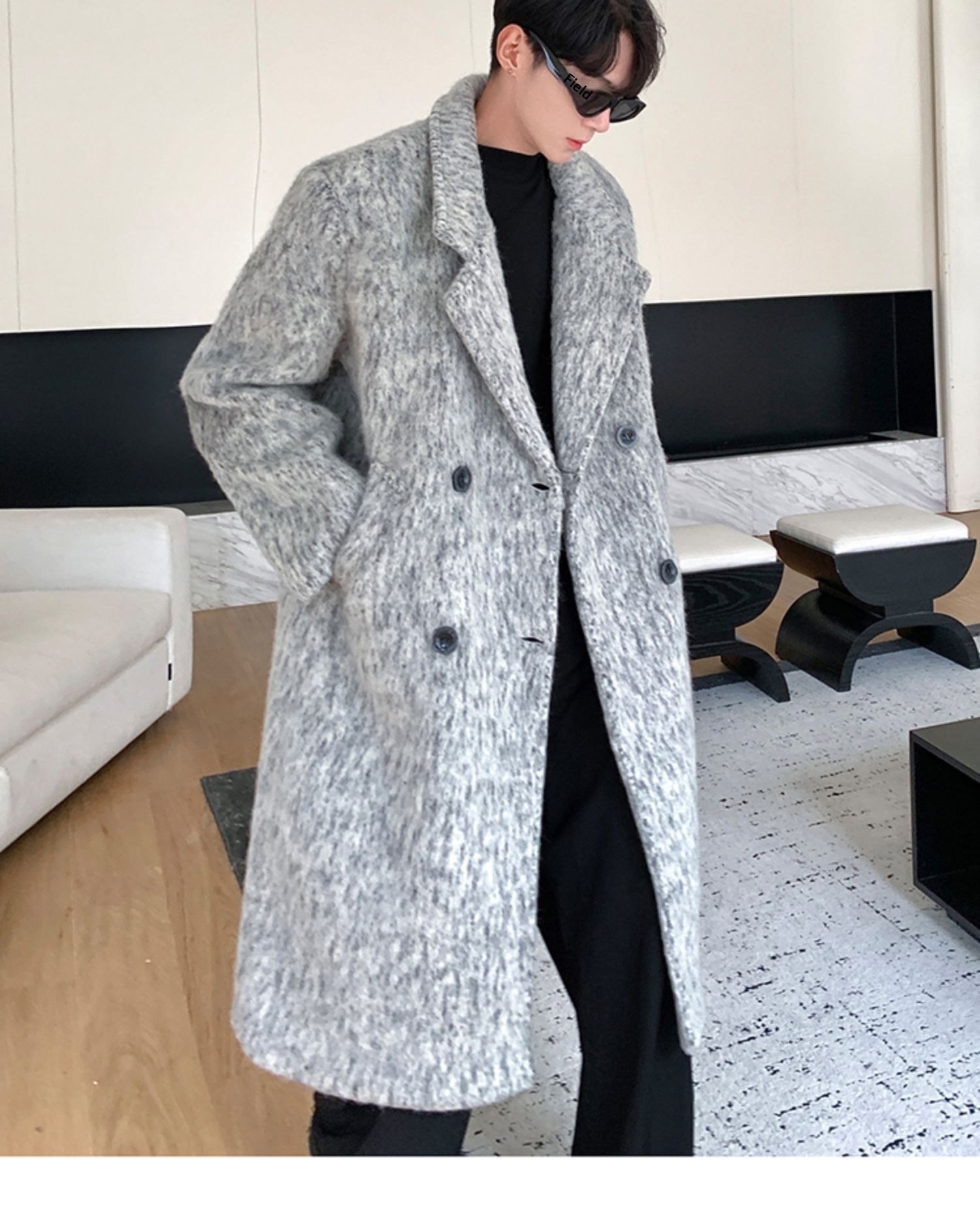 boy Boy Boy Cleanfit Mohair Wool For Men, Autumn And Winter Thickened Korean Style High-End Chic Mid-Length Trench Coat_voghion.com