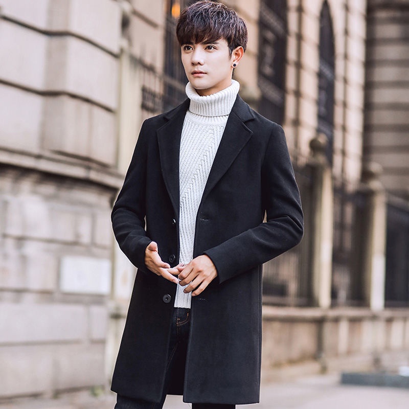 boy Boy Boy Clearance Trench Autumn Winter Overcoat Mid-Length Youth Men's Woolen Coat_voghion.com