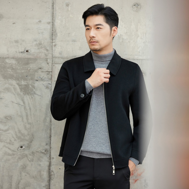 boy Boy Boy 2021 New Winter Coat Men's Turn-Down Collar Short Middle-Aged Double-Sided Wool Jacket_voghion.com