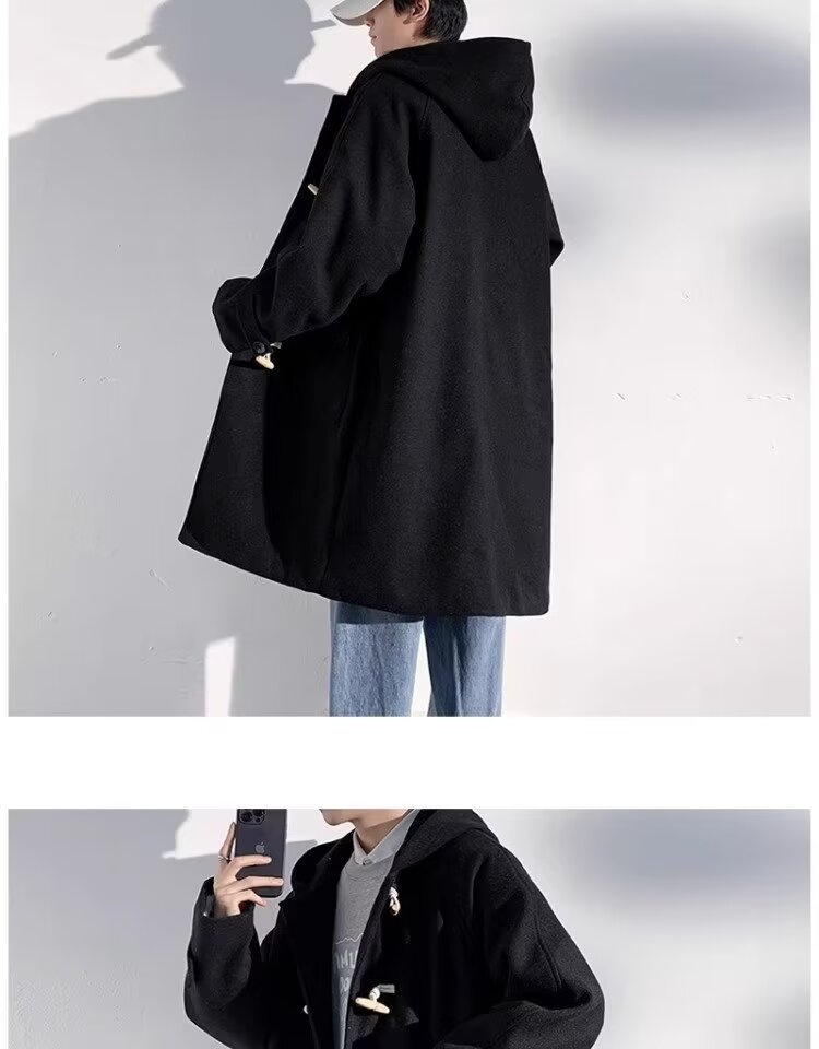 boy Boy Boy 2025 Winter Men's Horn Button Thickened Lamb Wool Mid-Length Hooded Trench Plus Size Casual Woolen Coat Jacket_voghion.com