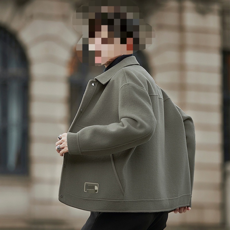 boy Boy Boy Cross-Border Winter Coat Men's Double-Sided Cashmere-Free Short Lapel Casual Woolen Jacket_voghion.com
