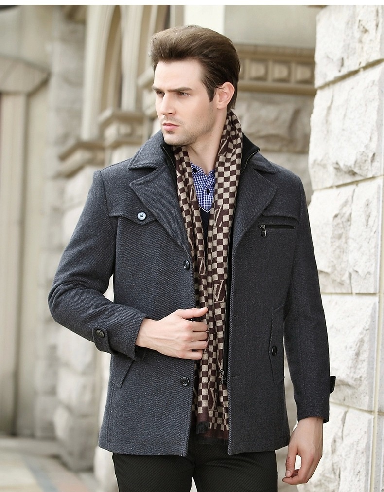 Manteau d'hiver en laine européenne pour garçon, veste à double col, vente en gros transfrontalière, vêtements pour hommes grandes tailles_voghion.com