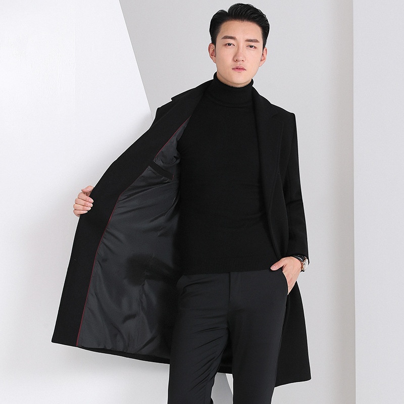 boy Boy Boy Autumn Winter New Men's Slim Fit Youth Korean Style Mid-Length Wool Coat For Men_voghion.com