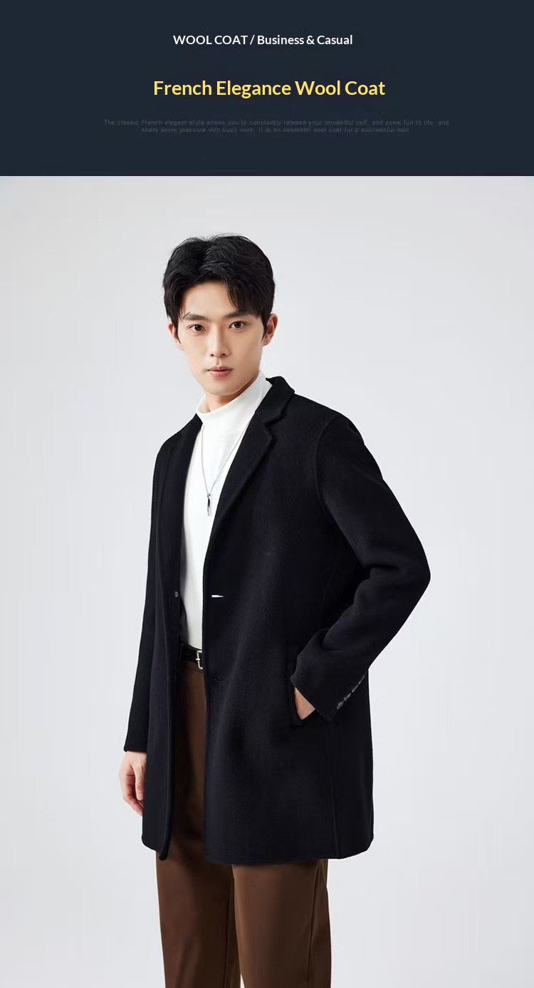 boy Boy Boy 100% Pure Double-Sided Wool Coat Men's Autumn Winter New Business Casual Mid-Length Jacket_voghion.com