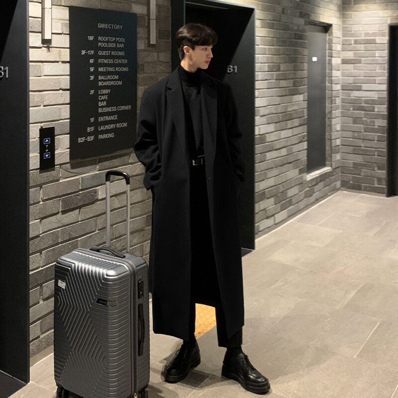 boy Boy Boy Wool Coat For Men, Over-the-Knee, Mid-Leth, Korean Trendy British Style, Winter Thickened Woolen Trench Coat, Extra_voghion.com