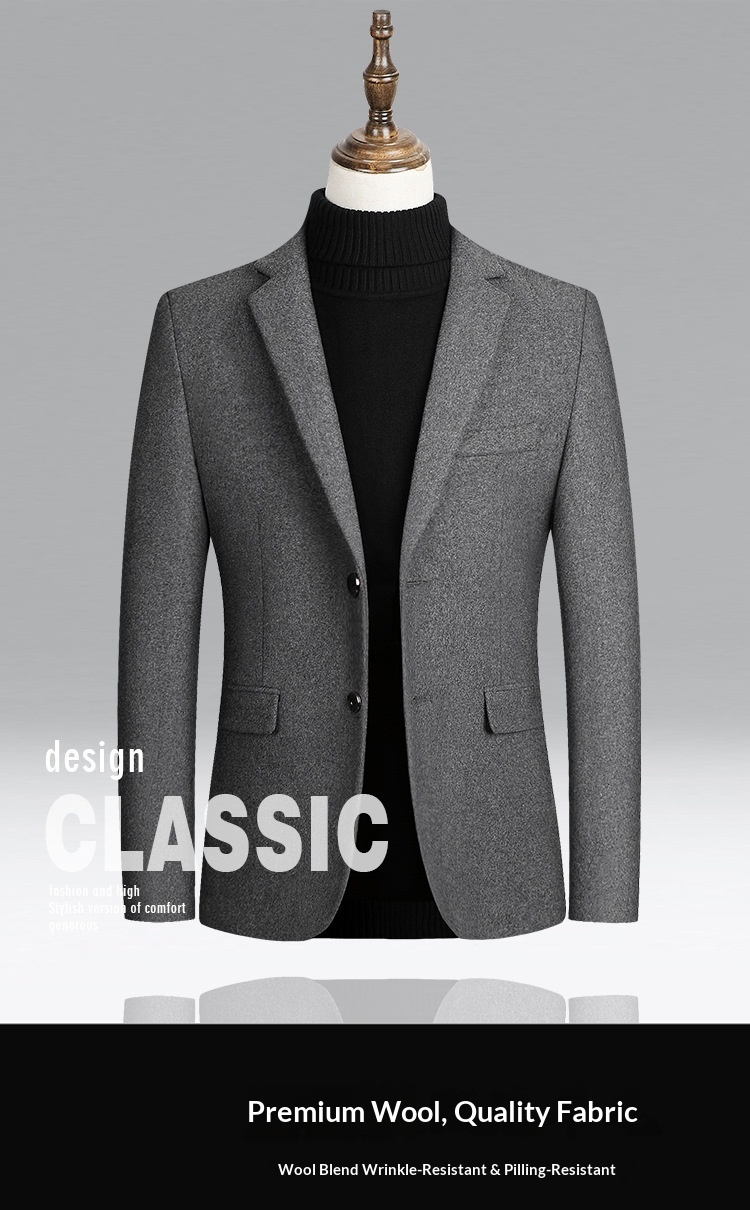 boy Boy Boy 2025 Herbst/Winter Neuer Herren-Wollblazer Business Casual Jacke Einzelanzug Herren_voghion.com