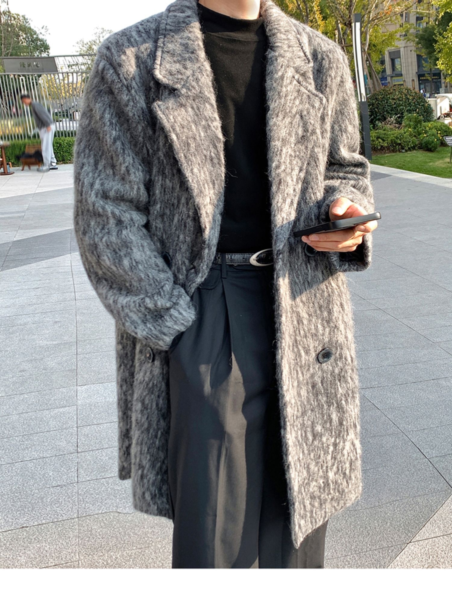 boy Boy Boy Cleanfit Mohair Wool For Men, Autumn And Winter Thickened Korean Style High-End Chic Mid-Length Trench Coat_voghion.com