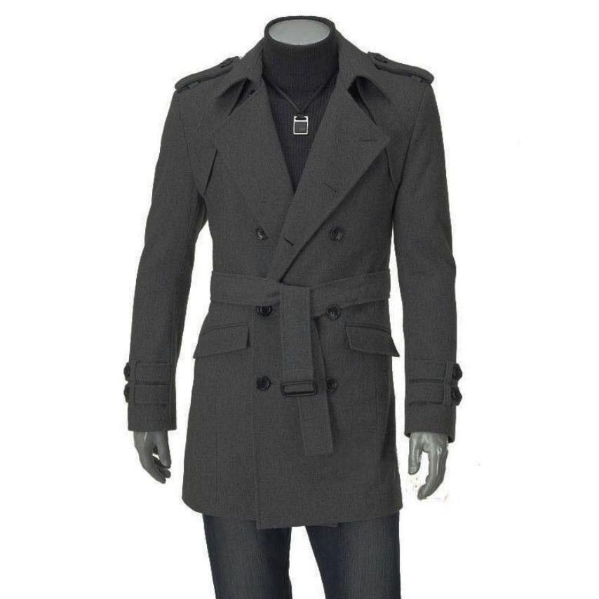 boy Boy Boy Foreign Trade New Autumn Winter Men's Korean Style Fashionable Trench With Epaulet Mid-Length Double-Breasted Wool Coat_voghion.com