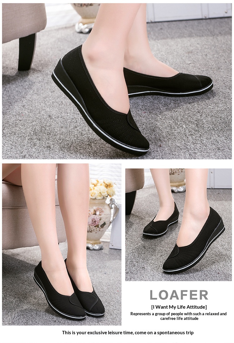 ShoeGlobe Low-Cut White Nurse Flat Wedge Soft Sole Canvas For Women Hotel Hospital Beauty Salon Work Shoes Wholesale_voghion.com