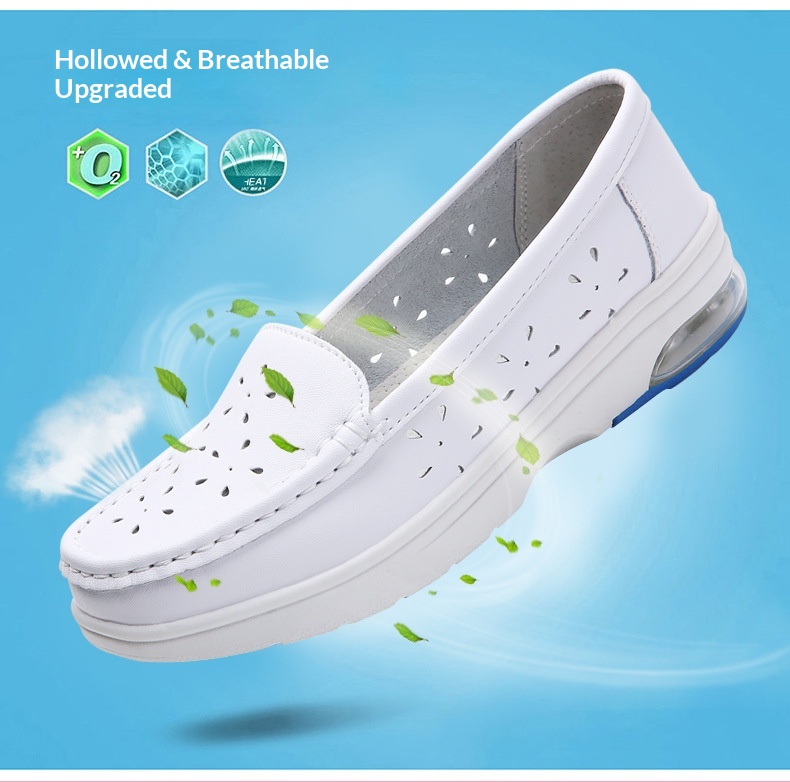 ShoeGlobe Nurse Autumn Atmungsaktive, weiche Sohle, weiß, rutschfest, gepolstert, höhenverstärkende Einzelschuhe, Spezialschuhe für medizinische Zwecke_voghion.com