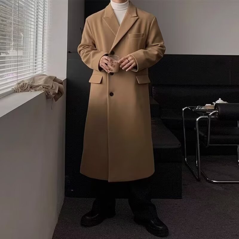 boy Boy Boy Autumn Winter Trench Men's Wool Overcoat Knee-Length Padded Jacket Coat 2024_voghion.com