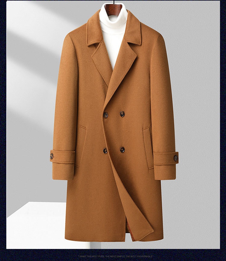 boy Boy Boy Autumn Winter New Men's Wool Coat With Cotton Padding, Thickened Trench Coat, Double-Breasted Long Fashionable Woolen_voghion.com