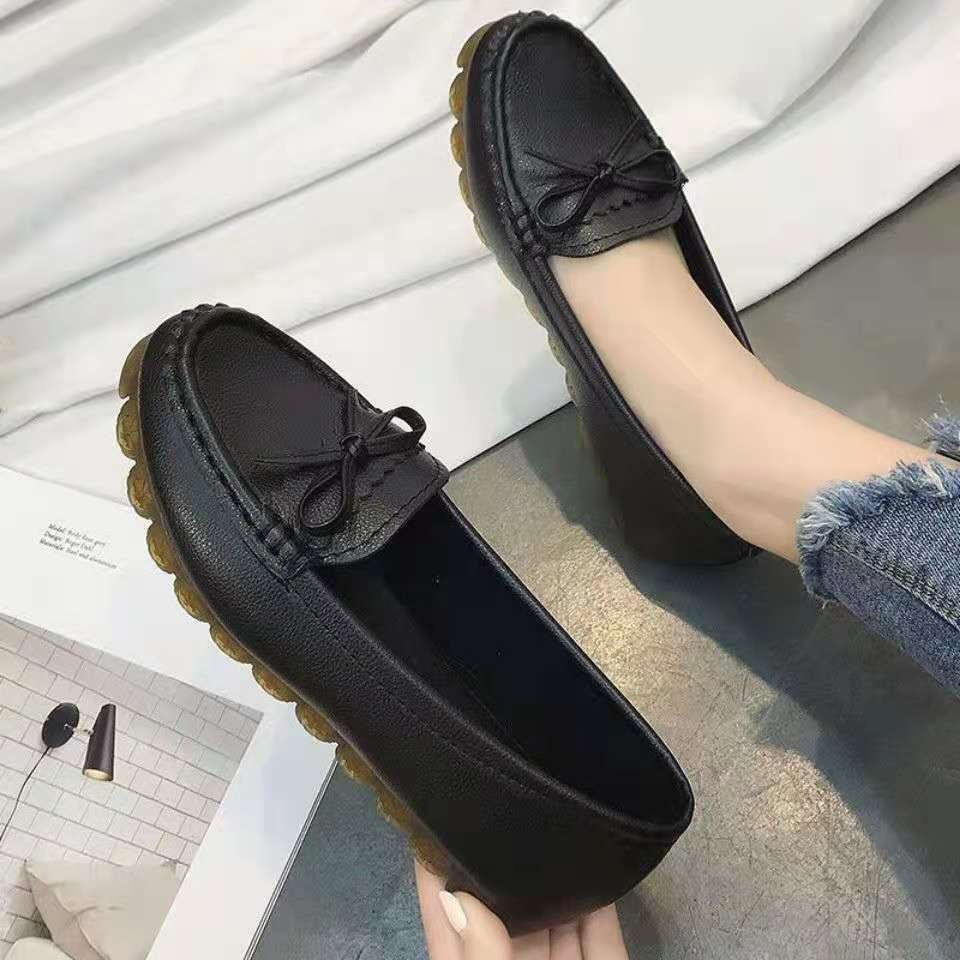 ShoeGlobe 2023 Neue Damen-Loafer, vielseitig, mit weicher Sohle, Umstandsschuhe, flach, koreanischer Stil, lässig, Herbst, einzeln, weiß, Krankenschwesterschuhe_voghion.com