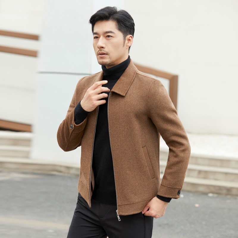 boy Boy Boy 2021 New Winter Coat Men's Turn-Down Collar Short Middle-Aged Double-Sided Wool Jacket_voghion.com