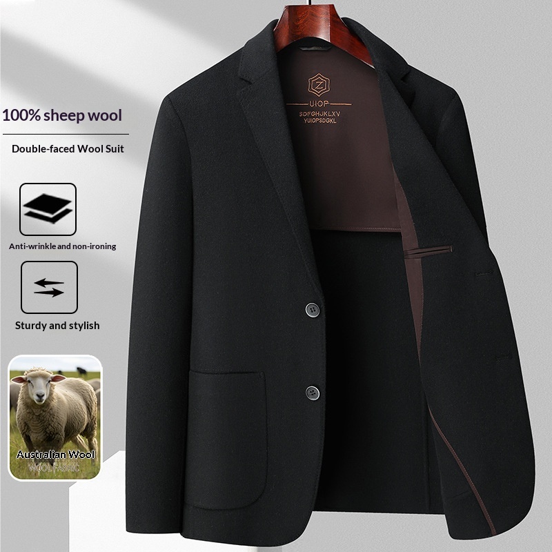 boy Boy Boy High-End 100% Pure Wool Double-Sided Woolen Men's Autumn And Winter New Suit Business Casual Solid Color Jacket_voghion.com