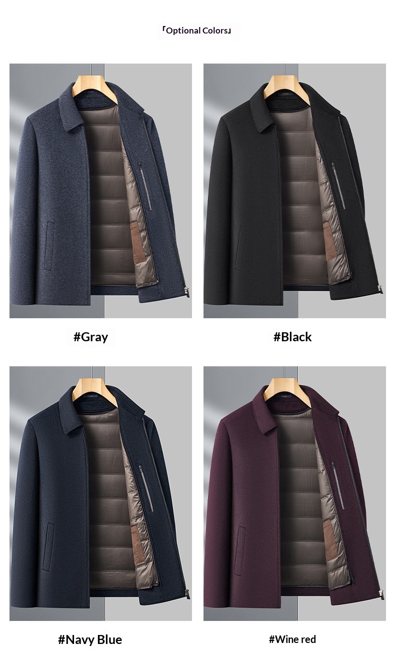 boy Boy Boy Double-Sided Wool For Men, Autumn And Winter Woolen Coat With Detachable Down Liner, Dad's Outfit, Middle-Aged Casual_voghion.com