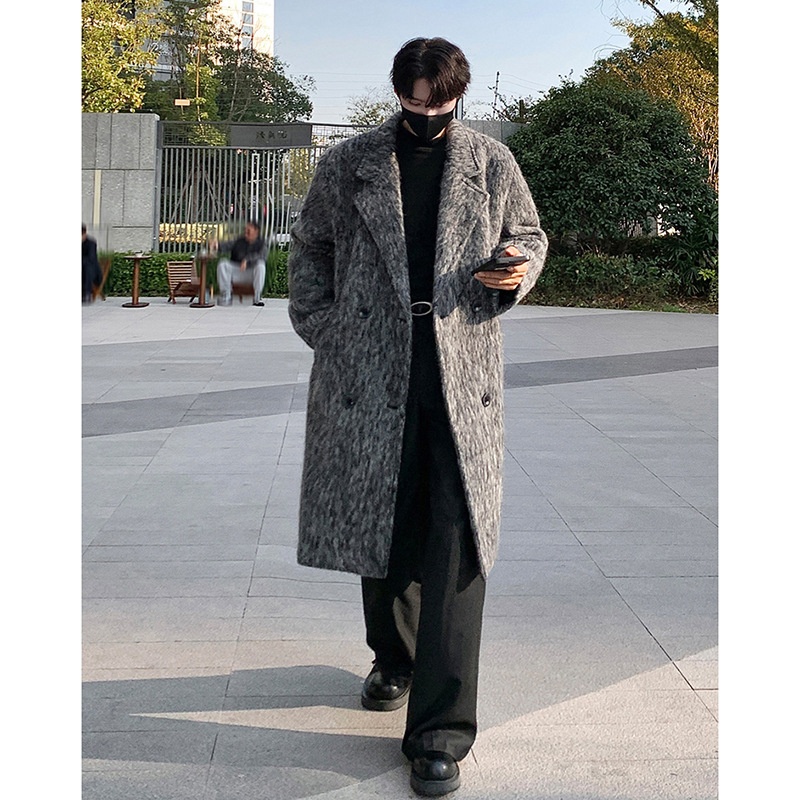 boy Boy Boy Cleanfit Mohair Wool For Men, Autumn And Winter Thickened Korean Style High-End Chic Mid-Length Trench Coat_voghion.com