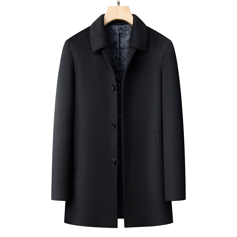 boy Boy Boy Wool And Goose Down Coat With Cashmere Men, Turn-Down Collar, Winter New Mid-Length Business Thickened Woolen Jacket For_voghion.com