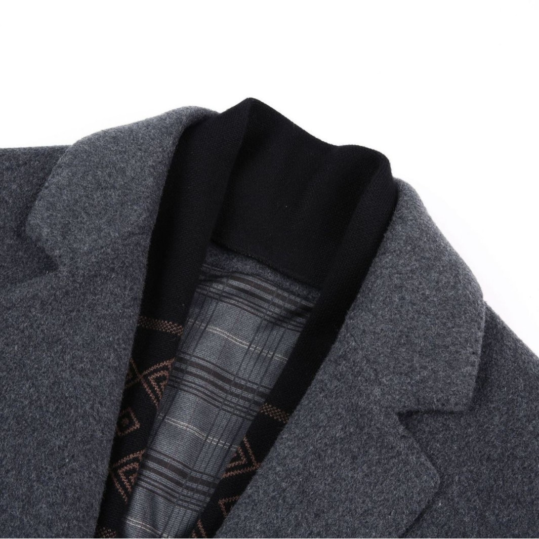 Herren-Herbst-Winter-Anzug, hochwertiger, fleecegefütterter Wollmantel, mittellange Jacke_voghion.com