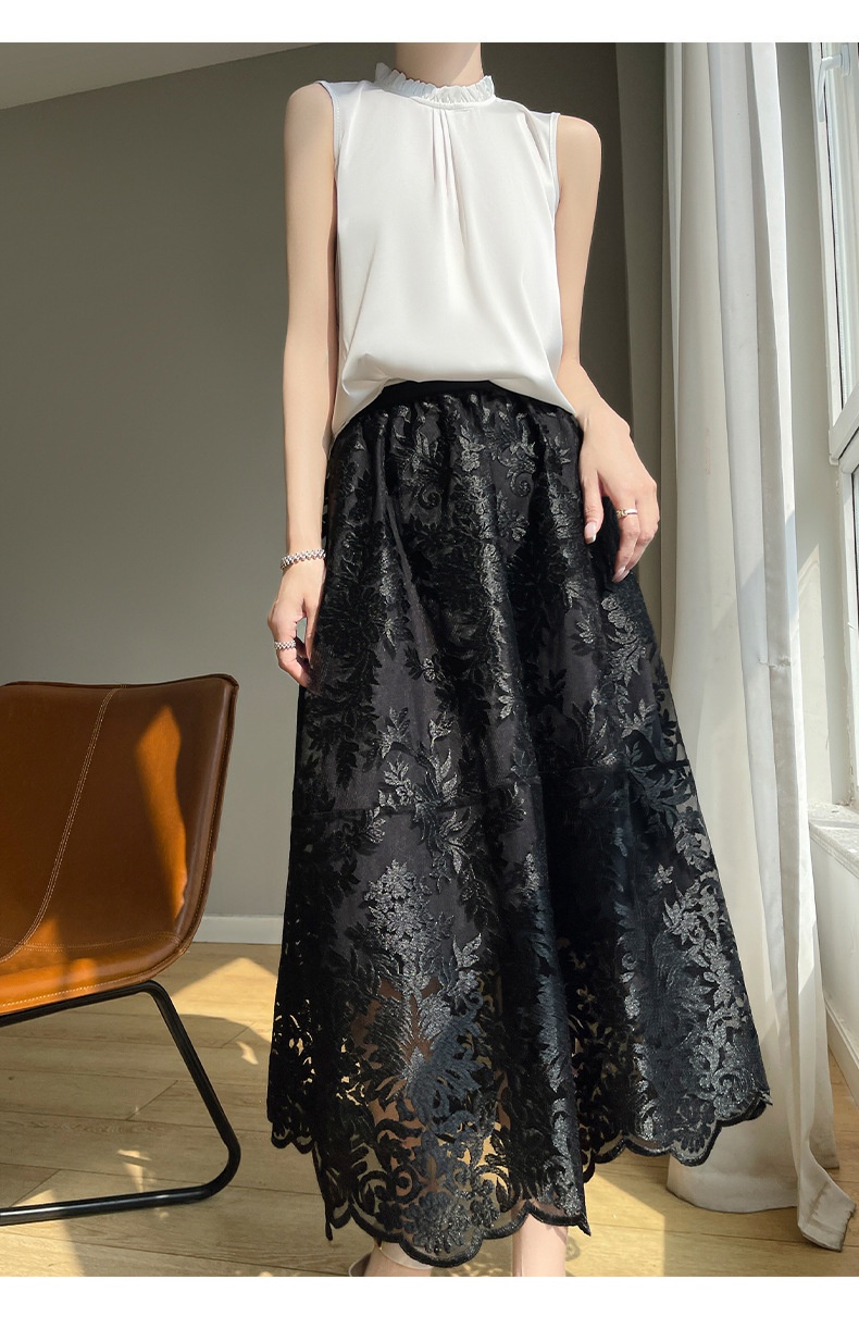 ChicShe Heavy Embroidery National Style A-Line For Women High Waist European Goods High-End French Elegant Covering Hips Lace_voghion.com