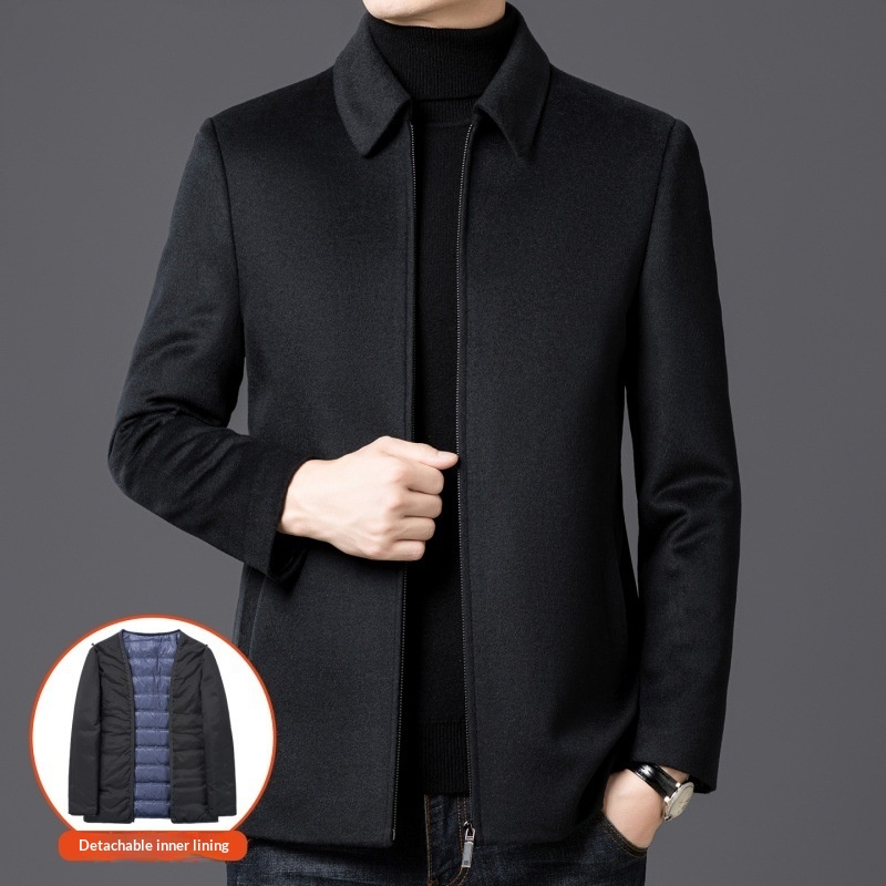 boy Boy Boy Authentic Pure Wool Coat Men, Autumn And Winter Warm Goose Down For Middle-aged Dads, Non-iron Men's Woolen Jacket_voghion.com