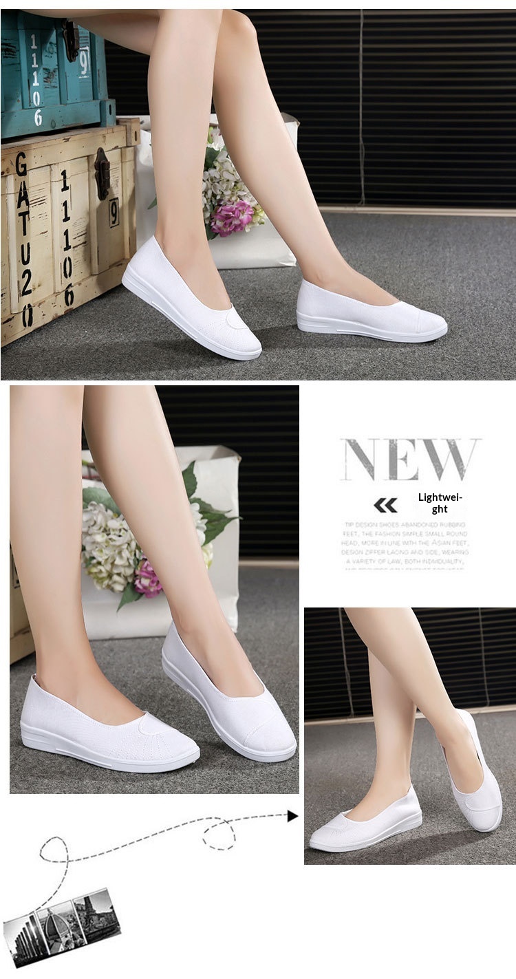 ShoeGlobe Damen-Slipper „Nurse“ aus altem Pekinger Stoff mit weicher Sohle, atmungsaktiv und ermüdungsfrei, weiß/schwarz._voghion.com