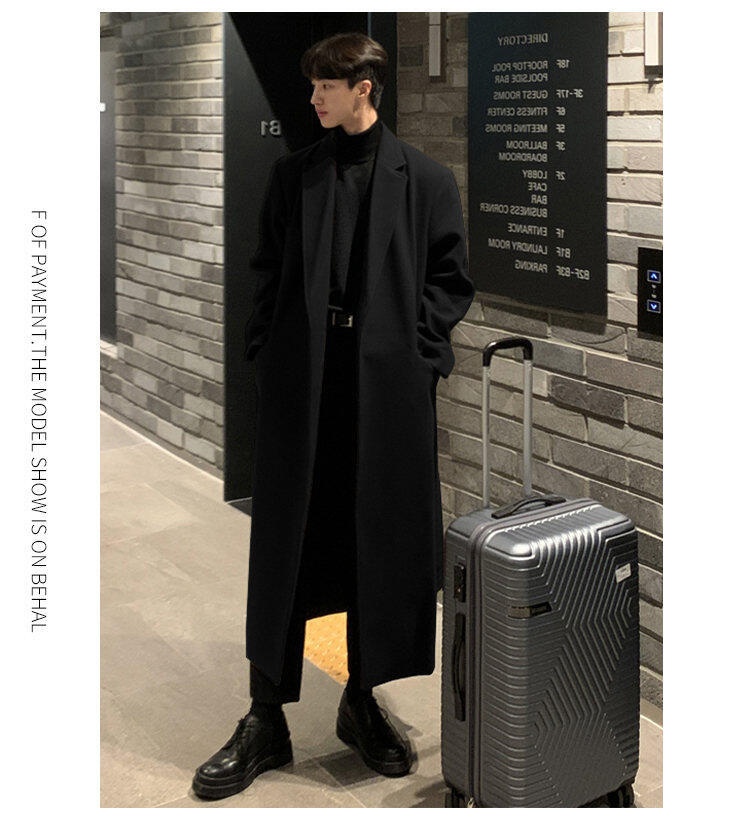 boy Boy Boy Wool Coat For Men, Over-the-Knee, Mid-Leth, Korean Trendy British Style, Winter Thickened Woolen Trench Coat, Extra_voghion.com