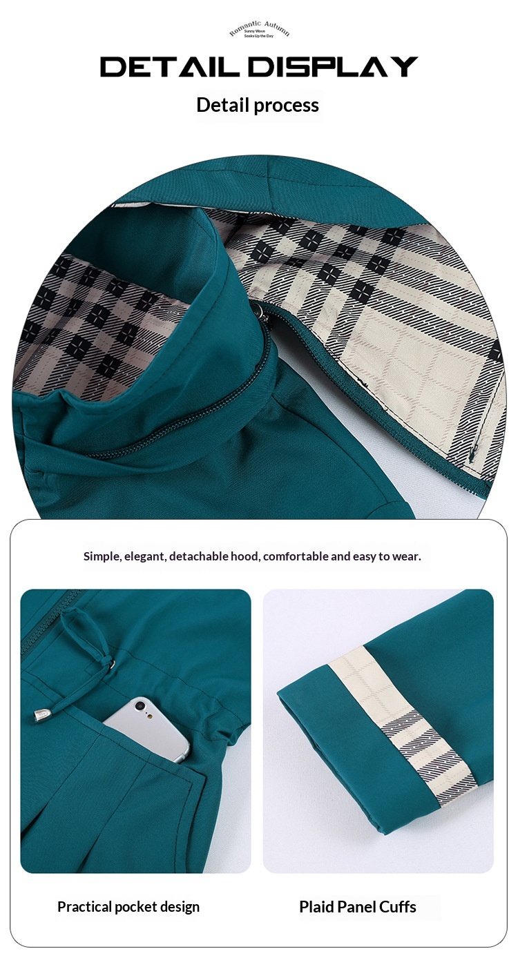 Damenbekleidung Damenbekleidung Damenbekleidung Mittellanger Trenchcoat mit abnehmbarer Kapuze für Damen, Frühling_voghion.com