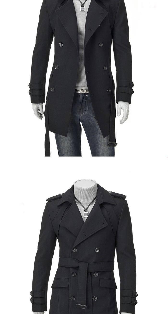 boy Boy Boy Foreign Trade New Autumn Winter Men's Korean Style Fashionable Trench With Epaulet Mid-Length Double-Breasted Wool Coat_voghion.com