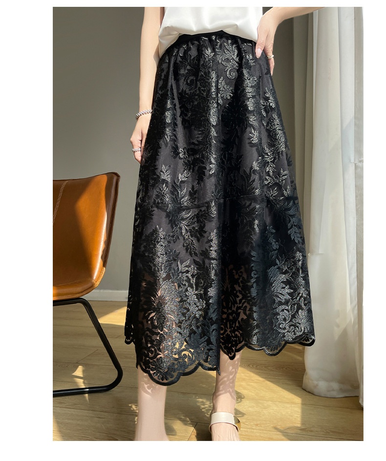 ChicShe Heavy Embroidery National Style A-Line For Women High Waist European Goods High-End French Elegant Covering Hips Lace_voghion.com