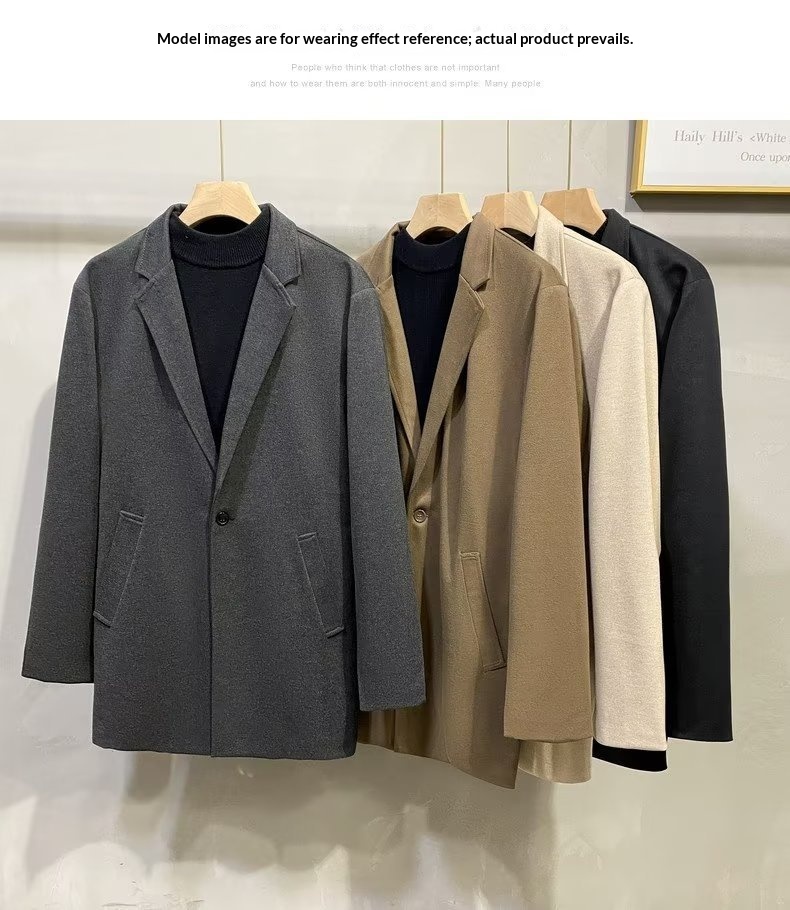 Herren-Herbst-Winter-Dicker Wollmantel, lässiger High-End-Anzug, Blazer, koreanischer Stil_voghion.com