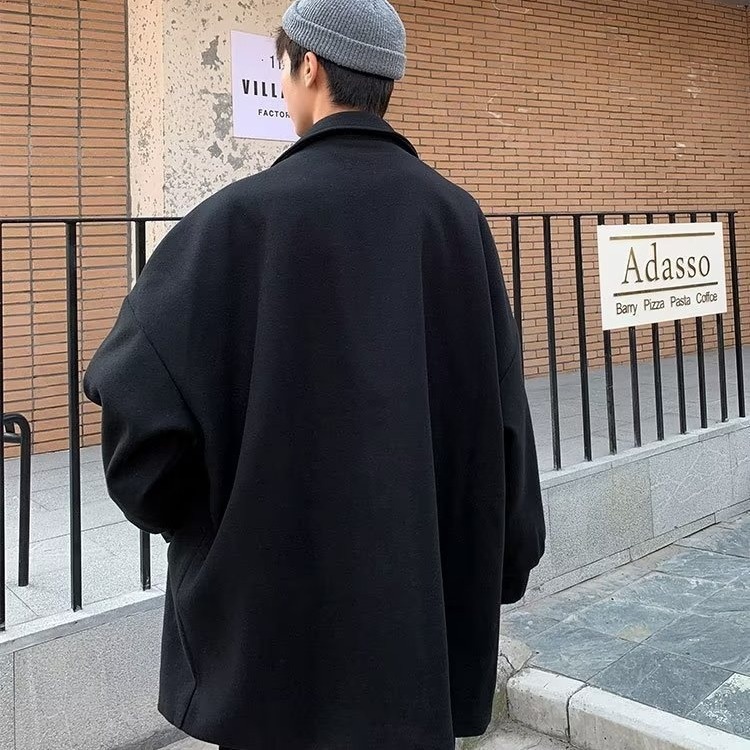 boy Boy Boy Men's Winter Jacket Padded Thickened Short Woolen Trench Coat British Style Korean Version Student Trend Loose Fit_voghion.com