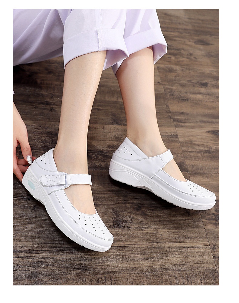 ShoeGlobe Autumn Winter Nurse Women Soft Non-Tiring Thick Sole Height Increasing Single White Non-Slip Medical Special Work Shoes_voghion.com