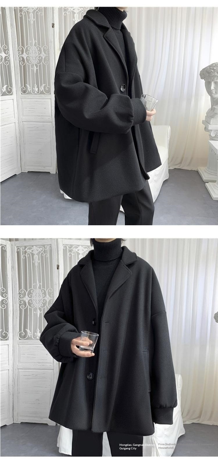 boy Boy Boy Medium Length Men's Jacket Autumn Winter Korean Version Loose Ins Trend Brand Simple Stylish Wool Trench Coat_voghion.com