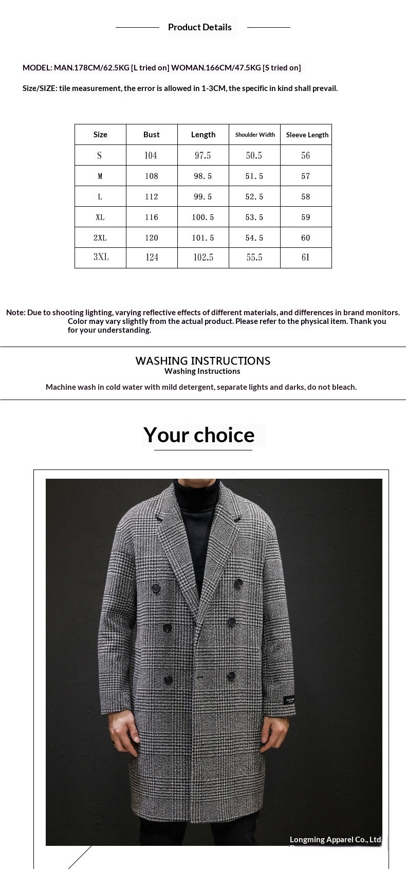 boy Boy Boy 2024 Autumn Winter Men's Wool Slim Fit Woolen Jacket Trench Plaid Double Breasted Mid-Length Coat White_voghion.com