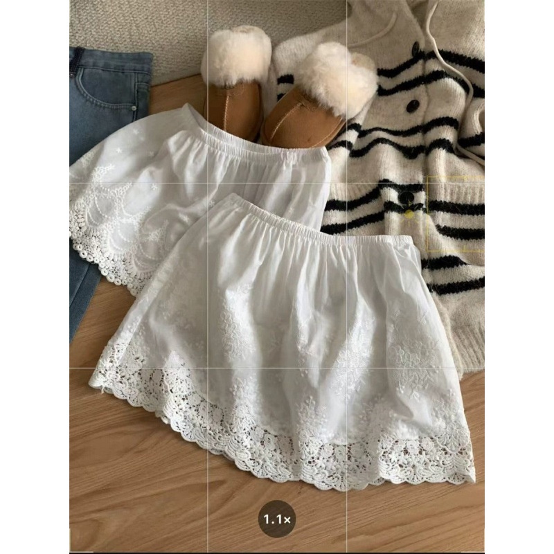 ChicShe European Style Lace For Women, Autumn Winter 2025 New Layered Inner Wear, Embroidered White Short Skirt_voghion.com