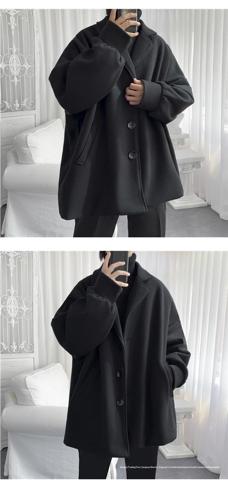 boy Boy Boy Medium Length Men's Jacket Autumn Winter Korean Version Loose Ins Trend Brand Simple Stylish Wool Trench Coat_voghion.com