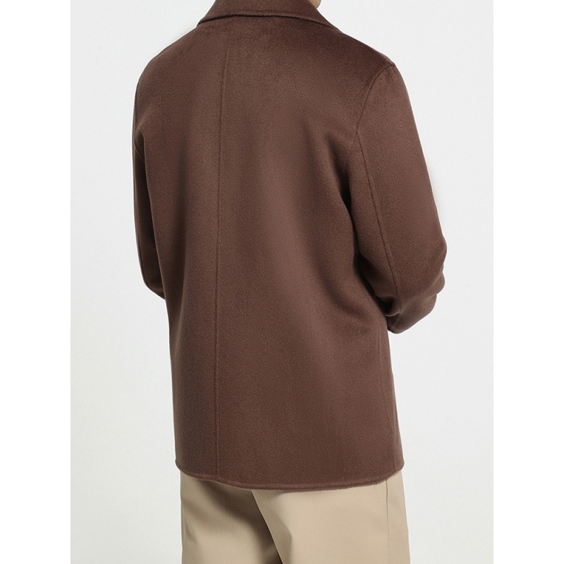 boy Boy Boy 100% Wool Autumn Winter New Double-Sided Short Men's Coat Double-Breasted Suit Simple Business Jacket_voghion.com